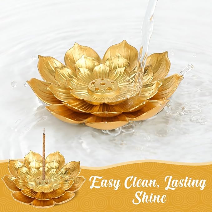 36 Pack Lotus Incense Holder, Incense Stick Holder Gold Three-Layer Design with Organza Bags & Heat Insulation Pad, Incense Burner Ash Catcher for Home Yoga SPA Fragrance Decor Bedroom