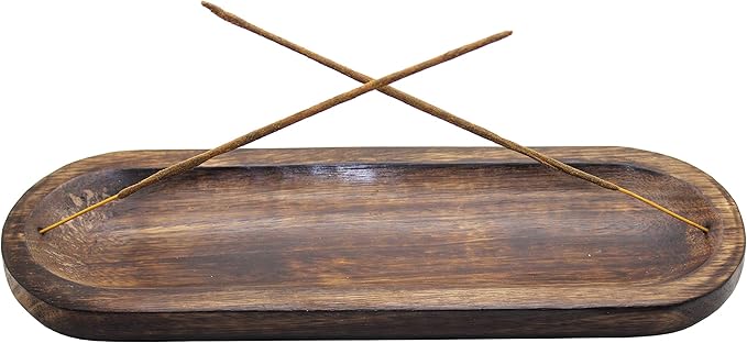 Govinda - Incense Burner Stick Holder Ash Catcher Wooden Handmade Modern Gift Wood Home Decor Size 12 X 4 Inches, (Plain)