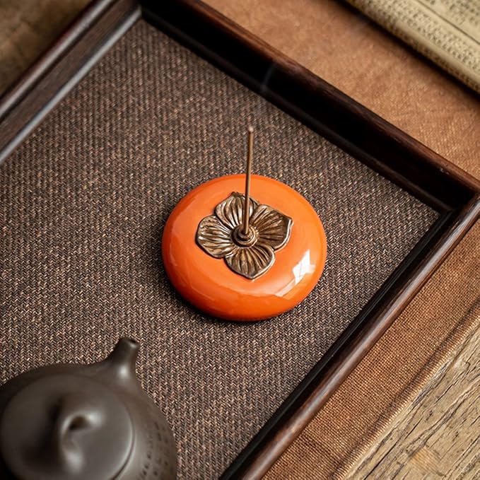 Incense Holder Orange Persimmon Tray for Incense Stick Set for Office Yoga and Livingroom Decorate Home 3Pc (3)