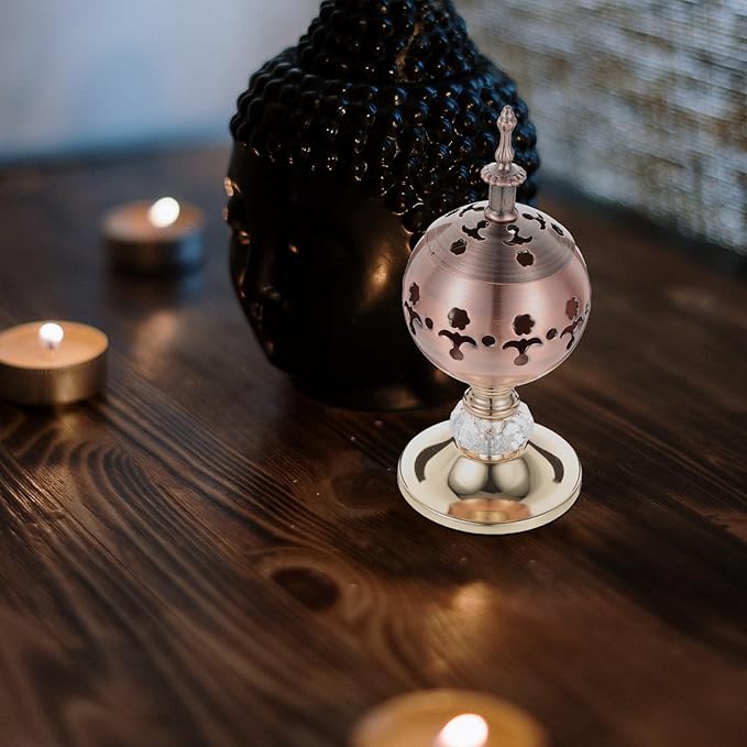 PRETYZOOM Wrought Iron Incense Burner 7.28In Tall Hollow-Out Metal Candle Stand – Heat-Resistant for Safe Incense Burning – for Home, Yoga Studio, Meditation Room
