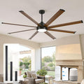 72" Outdoor Ceiling Fan with Light, Smart Alexa/App/Remote Control, 8 Walnut Finish Anti-Rust Aluminum Blades, 9799 CFM High Airflow, Quiet Reversible DC Motor, Modern Farmhouse Fan for Patios Garage
