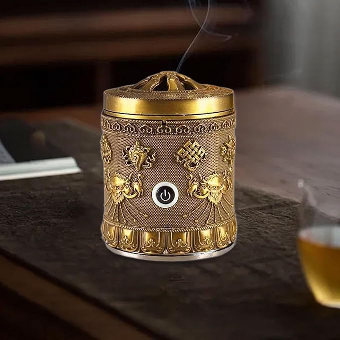 Generic Alloy Incense Burner Incense Holder Quick Heating Portable New Year Gift Decor Accessories Ornament for Bedroom Tea Table, Bronze