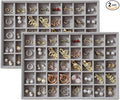 Large Velvet Jewelry Tray 2 Pack Stackable Jewelry Display Drawer Inserts Trays Organizer for Earring Bracelet Necklace Ring (Gray, 40 Grids)