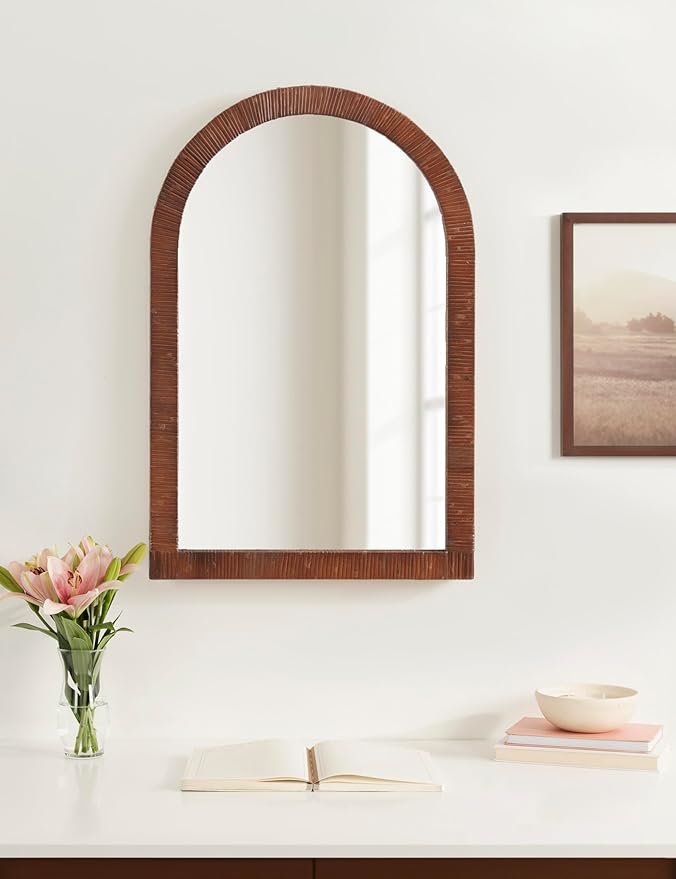 Kate and Laurel Rahfy Boho Arch Rattan Mirror
