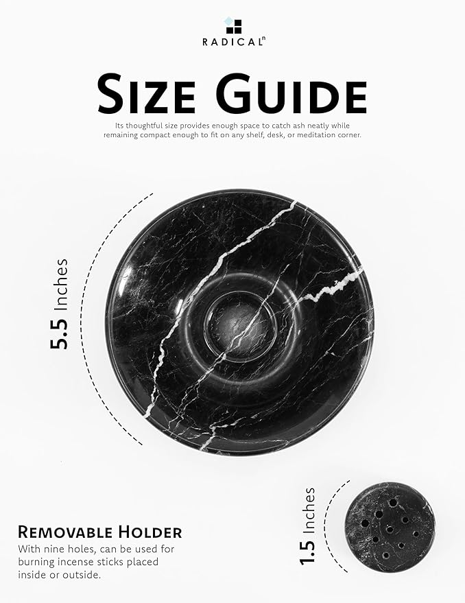 Radicaln Marble Incense Holder 5.5" Inches Black Handmade Incense Stick Holder for Living Room Décor, Ideal Incense Holder Marble Ashtray & Palo Santo Holder for Home Décor
