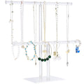 Acrylic Jewelry Stand, 2-Tier Necklace Holder, Jewelry Display Holder | Clear Bracelet Hanging Organizer, Tower Stand for Bangles, Necklaces, Bracelets, Rings, Earrings and Watch