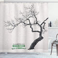 Ambesonne Tree Shower Curtain, Dramatic Winter Scenery with Retro Bench and Lonely Tree in a Cold Day, Cloth Fabric Bathroom Decor Set with Hooks, 69" W x 70" L, Charcoal Green
