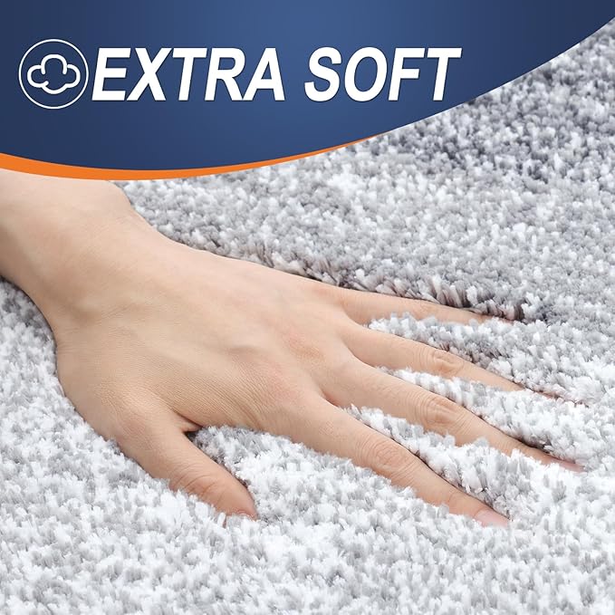 OLANLY Bathroom Rugs Mat 36x24, Extra Soft Absorbent Microfiber Bath Rugs, Rubber Backing, Quick Dry, Machine Washable Bath Mats for Bathroom Floor, Tub and Shower, Home Decor Accessories, Light Grey