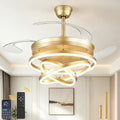 48 Inch Retractable Ceiling Fan with Lights, Gold Fandelier Chandelier Fan with Remote, 6-Speed Silent DC Motor, 3000K-6500K Dimmable LED Light, Modern Ceiling Fan for Bedroom Living Room Dining Room