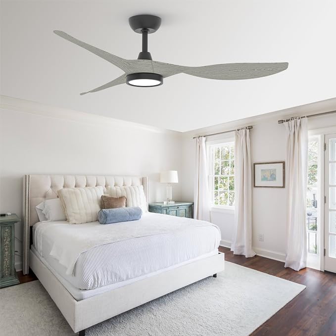 Roomratv Ceiling Fans with Lights and Remote Control,Quiet Noiseless Reversible DC Motor,6 Speeds,Timers, 3 CCT, Indoor Use, Plastic Blades,52 Inch White Oak Modern Ceiling Fan for Living Room