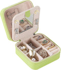KElofoN Travel jewelry case Travel jewelry box Travel Jewelry Organizer Small Jewelry Organizer Box Gift for Girls Women with Mirror(Grass green)