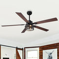 60 Inch Farmhouse Ceiling Fans with Lights, Rustic Ceiling Fan with Remote and APP Control, 5 Dual Finish Blades, 6-Speed Quiet Reversible DC Motor with Timer for Kitchen Living Room Patio