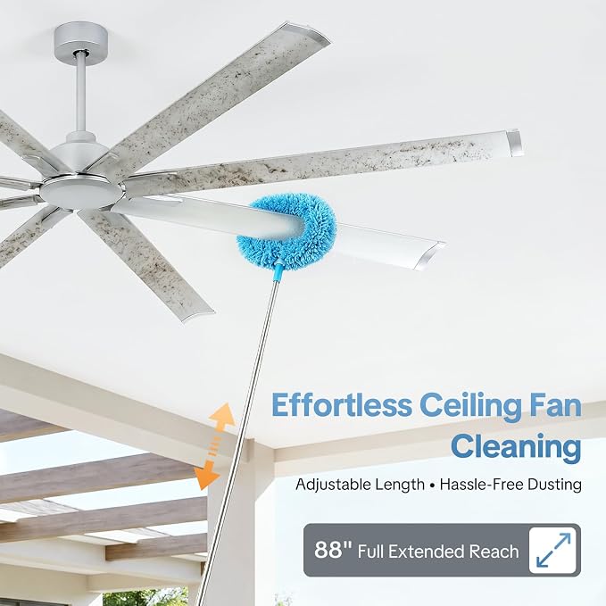 84 Inch Garage Ceiling Fan,Large Ceiling Fans with 6 Speed Timer Remote Control,DC Reversible Motor, 3 Downrods, 8 Blades Industrial Big Ceiling Fan No Light for Big Rooms,Patio,Shop,Warehouse, Silver
