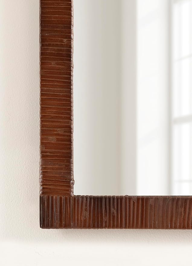 Kate and Laurel Rahfy Boho Arch Rattan Mirror