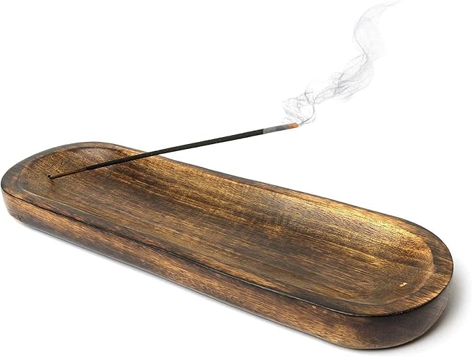 Yajna Traditional-Handmade Incense-Stick-and-Cones-Holder Incense-Burner-ash-Catcher-Stand Wooden-Tray-Holder (Wooden Tray)