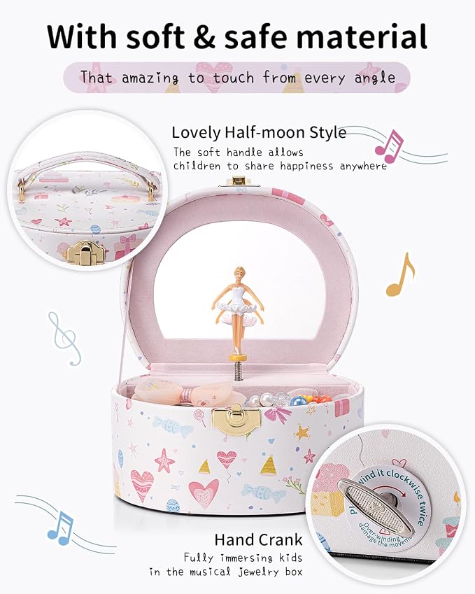VLANDO Bithday Gift for Girl - Musical Jewelry Box for Girls, Small Kid Music Box with Ballerina for Party Bedroom Decor, Gifts for Girls Kids - Fantasy