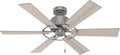 Hunter Gilrock, Indoor, Ceiling Fan, No Light, 52 inch, Matte Silver | Standard Mount, Pull Chain, 6 Blades, For Bedroom, Living Room, Kitchen, 52353