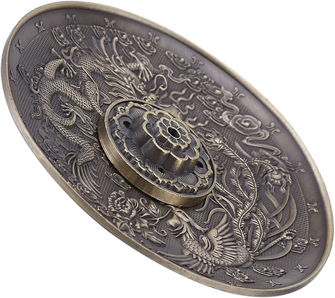 Incense Stick Holder Plate Zinc Alloy Dragon Pattern Incense for Bedroom Temple Office Hotel (Copper)