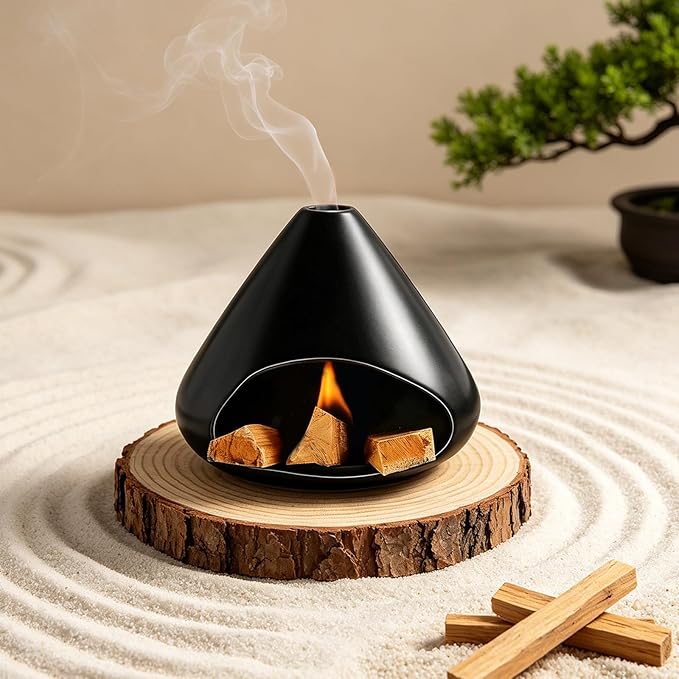 EEEKit Chiminea Clay Incense Dish, Palo Santo Holder Incense Burner with Chiminea, Sage and Palo Santo Stick Burn for Meditation Yoga