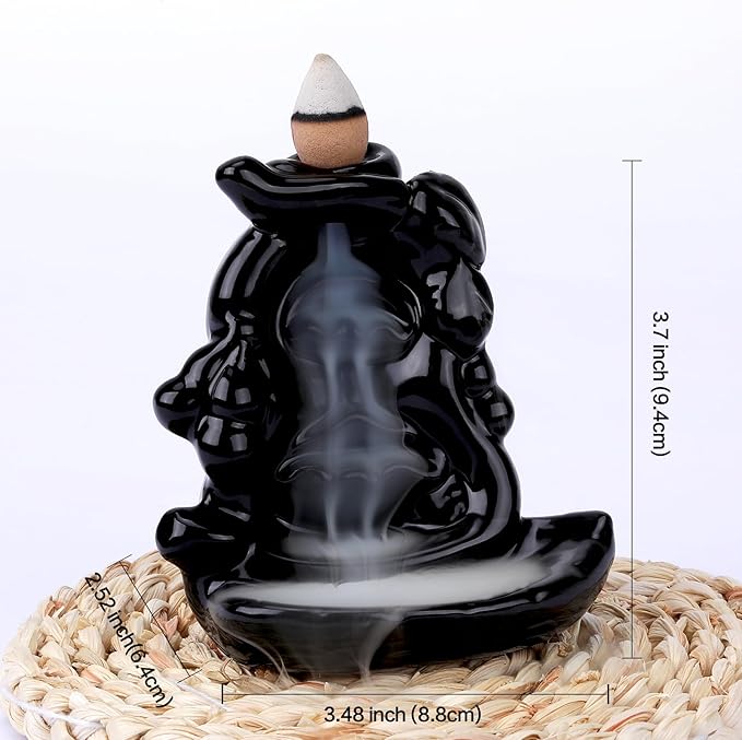 Waterfall Backflow Incense Burner Ceramic Incense Holder Incense Cone Holder Fountain Aromatherapy Home Decor Office Gifts(Calabash)