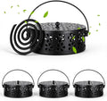 4 Pcs Mosquito Coil Holder Incense Coil Holder, Retro Iron Portable Hanging Outdoor Incense Burner Holder with Handle Round Metal Incense Holder for Home Camping Indoor Outdoor Patio (Black)