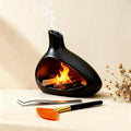 Palo Santo Holder, Ceramic Incense Burner for Sticks Sage Holders Cone Burning Smudge Bowl with Ash Brush for Meditation Yoga Spa Room Decor (Black)