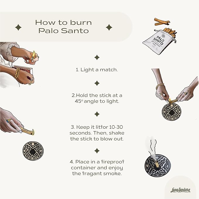Palo Santo Holder with 5 Sticks - Luna Sundara Handmade Ceramic Incense Burner - Black & White Lizard Chulucanas Pottery from Peru - Smudge Bowl for Sage - Aromatherapy Gift Set