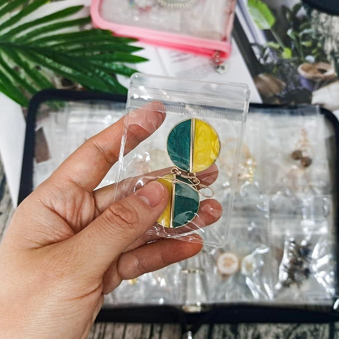Jewelry Pouch Clear Self Seal Plastic Zipper Bags for Earrings Rings Packing Storage Transparent PVC Lock Pouches, Pack of 80