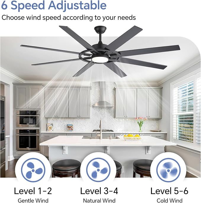 72 Inch Farmhouse Chandelier Ceiling Fan, Ceiling Fans with Lights and Remote, for Bedroom Rustic Lighting Ceiling Fans Outdoor Indoor, 6 Speed Reversible Quiet DC Motor, Noiseless