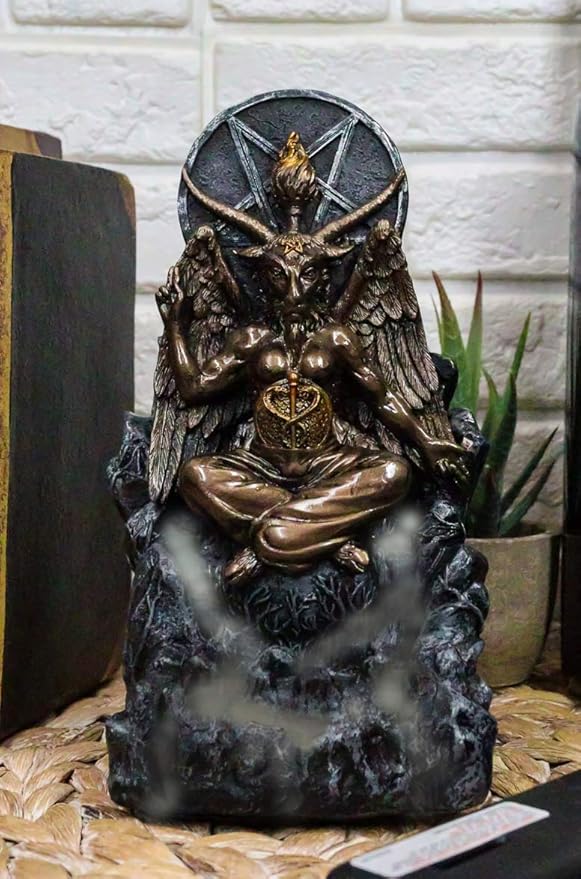 Ebros Sabbatic Goat of Mendes Samael Lilith Baphomet with Pentagram Sigil Backflow Cone Incense Smoke Burner Decorative Figurine 7.5" Tall LaVeyan Serpent Skulls Occultic Accent