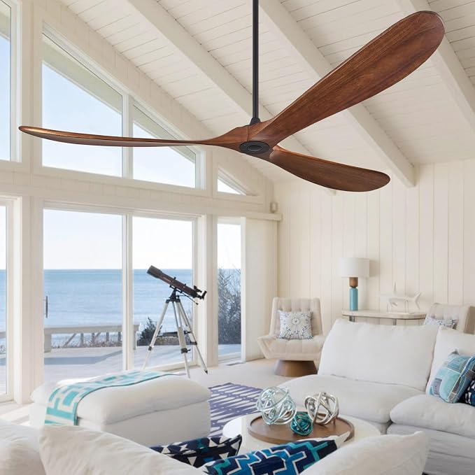 ABZ Wood Ceiling Fans without Lights, 84 Inch Extra Large Ceiling Fan no Light with Remote, High CFM Indoor Outdoor Ceiling Fan no Light Propeller for Patios Farmhouse Garage