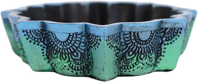 Ebros Gift New Age Colorful Iridescent Chakra Rainbow Buddhist Mandala 8 Spokes Wheel Flower Incense Stick Holder Burner Figurine Yoga Meditation Home Fragrance Accent