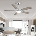 Depuley 42-inch Ceiling Fan with Light: Nickel Ceiling Fan for Living Room Indoor Outdoor - Modern Ceiling Fan with Remote Control 3CCT Dimmable Noiseless 5 Reversible Silver Blades 6 Speeds Timer