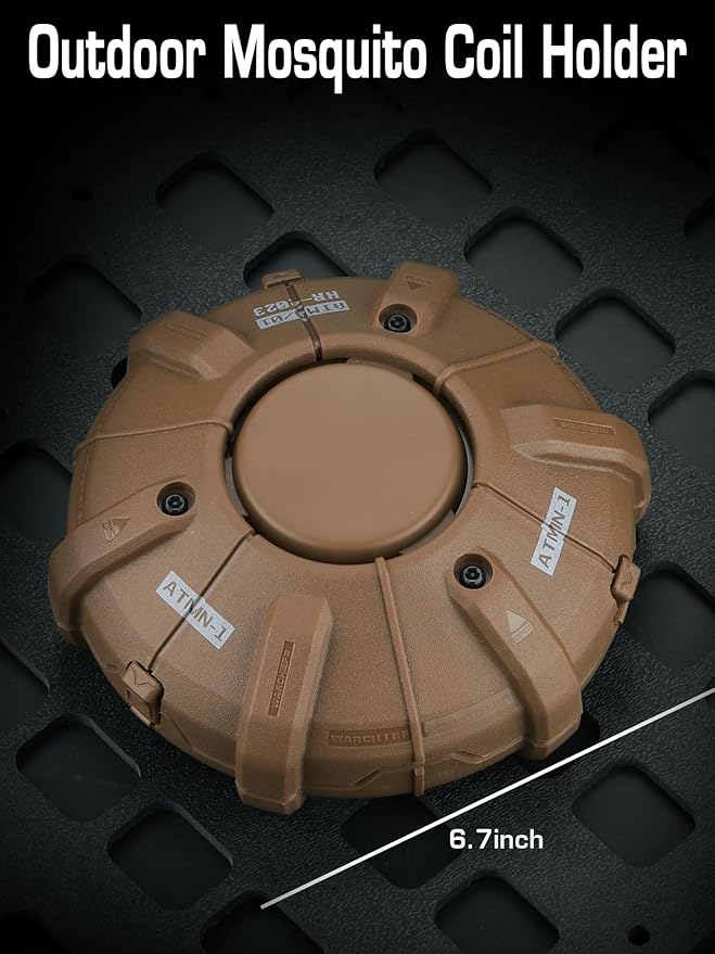 Tactical Mosquito Coil Holder for Outdoor,Mosquito Coil Burner,Incense Burner Holder Camping & CS Gaming - Portable Compact Mosquito Incense Box（Tan）