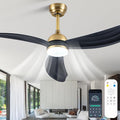 Bella Depot 52 Inch Black and Gold Ceiling Fan with Light, Modern Chandelier Ceiling Fan with Dimmable LED Light, Rustic Fandelier Fan with Quiet DC Motor for Living Room Bedroom