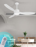 White Ceiling Fan with Light, 52" Outdoor Ceiling Fans with Lights and Remote, 3 Color Light, 6 Speed, DC Motor, for Bedroom/Outdoor/Patios, White