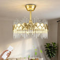 Depuley Bedroom Ceiling Fan with Lights: 20" Gold Chandelier Cagd Fan with Remote Control - Modern Crystal Fandelier for Girl's Bedroom Living Room Nursery