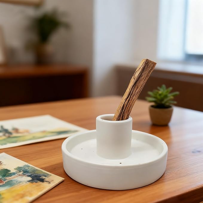 Palo Santo Holder, Ceramic Incense Stick Holder, Sage Holder for Yoga, Meditation, and Energy Cleansing, Unique Ceramic Incense Holder Gift for Palo Santo Sticks (White)