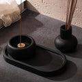 Concrete Incense Burner Set with Holder and Tray,Multifunction Incense Holder for Burning Sage,Palo Santo,Incense Sticks,Ideal for Meditation Home Decor(Black)