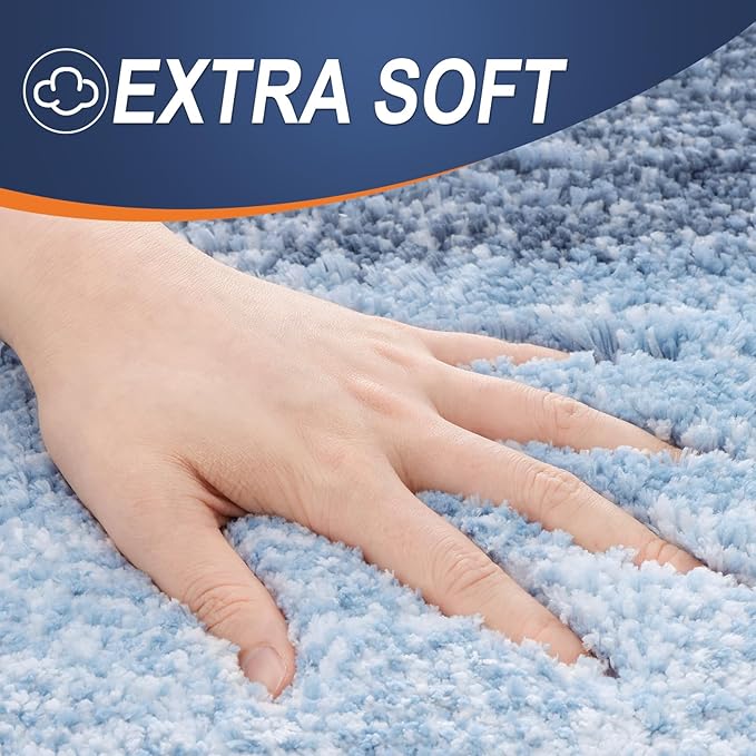 OLANLY Large Bathroom Rugs Mat 47x32, Extra Soft Absorbent Microfiber Bath Rugs, Rubber Backing, Quick Dry, Machine Washable Bath Mats for Bathroom Floor, Tub and Shower, Home Decor Accessories, Blue
