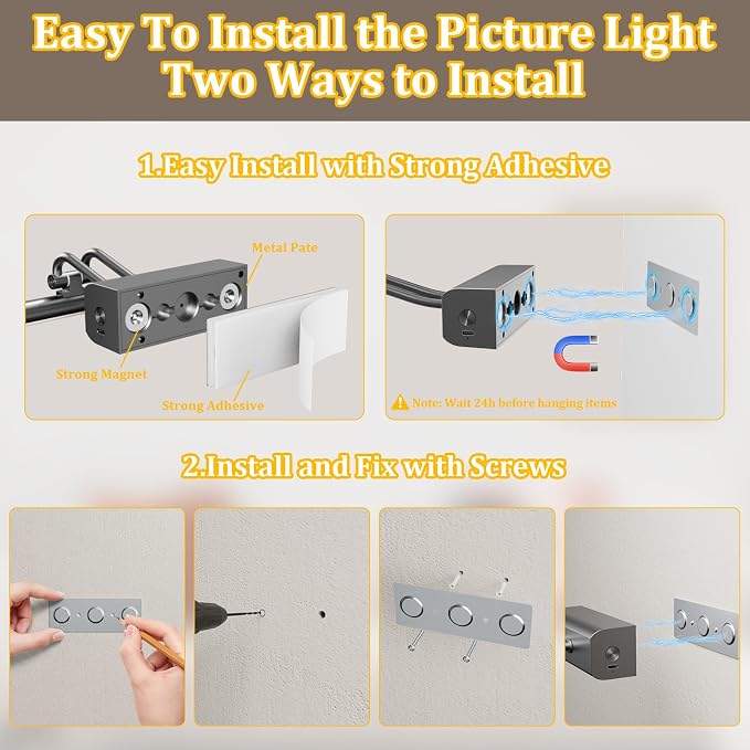 Battery Operated Picture Light for Wall, 4000mAh Cordless Wall Lamp for Painting Photo Artwork , Remote Control, Magnetic for Easy to Charge,Timers, 13.8'' Display for Gallery Living Room Bedroom Grey