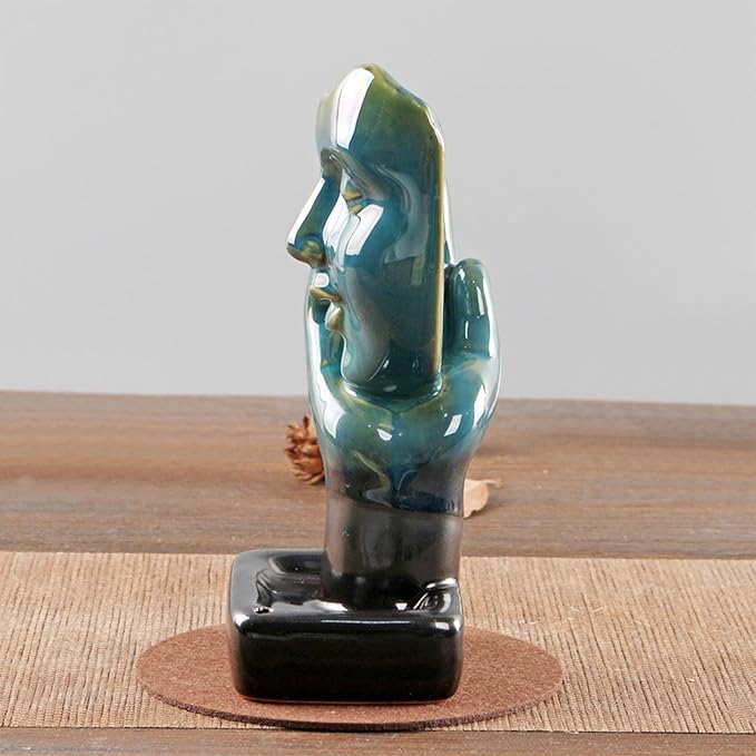 Backflow Ceramic Incense Burner for Incense Cones Creative Half Face Contemplate Reverse Flow Censer Incense Stick Holder