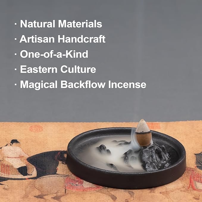 Cloud Ridge Tabletop Décor Set – Congolese Citrine & Fern, Dehua Incense Holder, Tang Dynasty Tea Mat & Natural Aromatics – Meditation, Feng Shui & Healing Crystal Gift