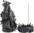 Mythical Fire Breathing Dragon Incense Holder & Burner Combo Statue for Sticks or Cones with Decorative Display Stand of Flames As Gothic Home Decor Aromatherapy Sculptures and Medieval Fantasy Gifts