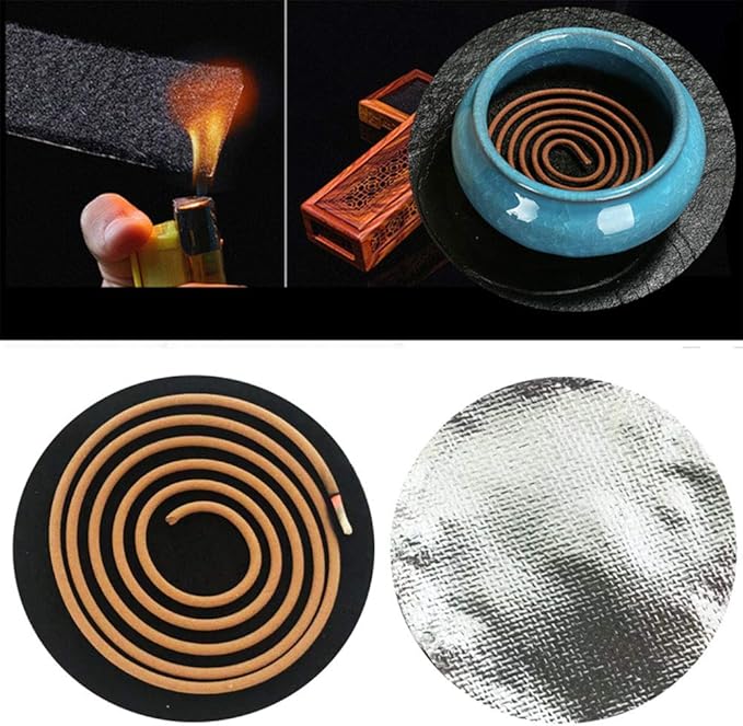 5pcs Incense Burner Black Ash catcher Pad Fireproof Mat High Temperature Cotton Pad Fire Cotton Incense Burner Accessories Fit For Incense Sticks Coils