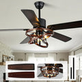 52 Inch Farmhouse Ceiling Fan with Light and Remote Chandelier Fan Quiet and Reversible DC Motor Rustic Ceiling Fan for Living Room Bedroom Patio