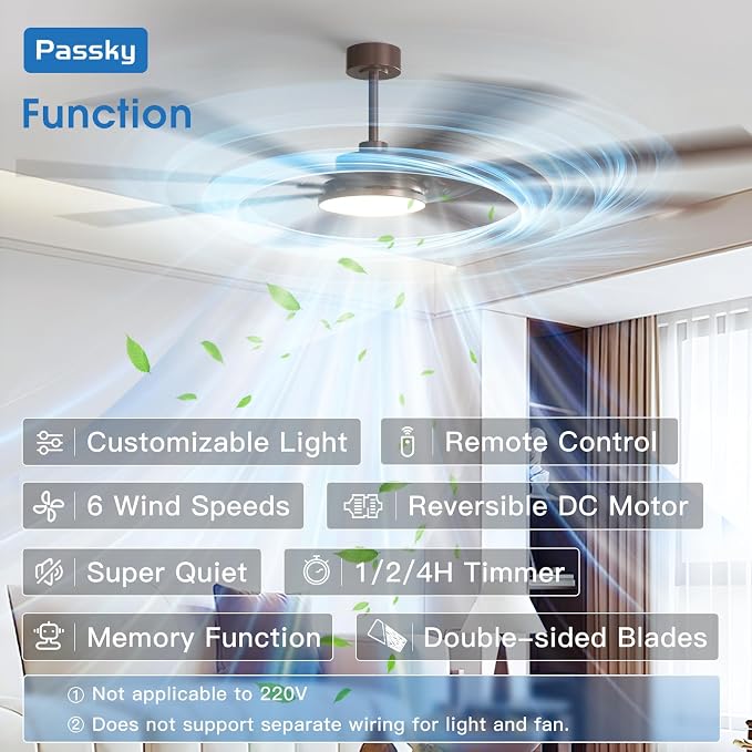 80 Inch Ceiling Fans with Lights, Large Modern Ceiling Fan with Light and Remote Control, Reversible, 3CCT, Dimmable, Quiet, Brown Ceiling Fan for Bedroom Living Room Patio Farmhouse, Indoor/Outdoor