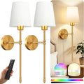 OCATO Battery Operated Wall Sconce: 10000mAh Wireless Wall Sconces Set of Two Rechargeable Lamp Dimmable Magnetic Lights with 7 RGB Colors and Remote Walls Decor for Bedroom Living Room Hallway