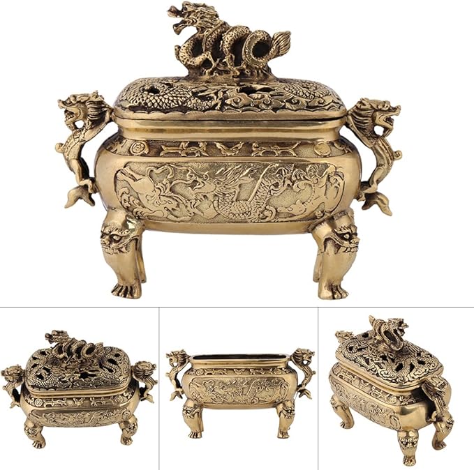 Charcoal Incense 1Pc Incense Holder Antique Bronze Copper Chinese Dragon Incense for Home Decoration