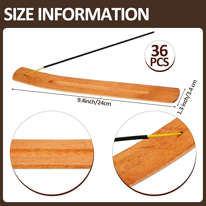 Handmade Wooden Incense Stick Holder Wood Incense Burner Ash Holder Trays for Sticks Home Utilities Accessories and Buddha Hall(36 Pieces)